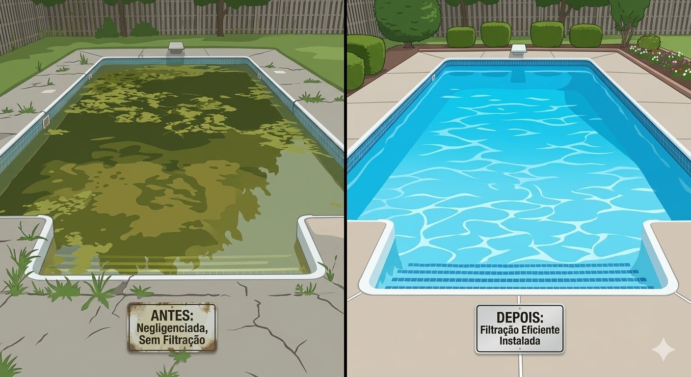 Equipamentos na casa de máquinas e bombas de piscina